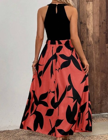 Rochie lunga SHEIN, negru/caramiziu