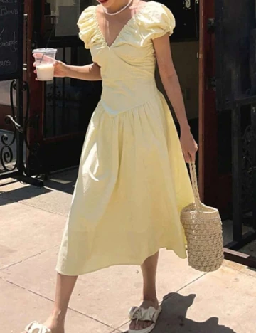 Rochie medie Dazy, galben