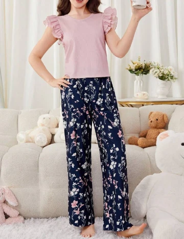 Pijama Shein Kids, roz/albastru