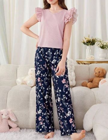 Pijama Shein Kids, roz/albastru