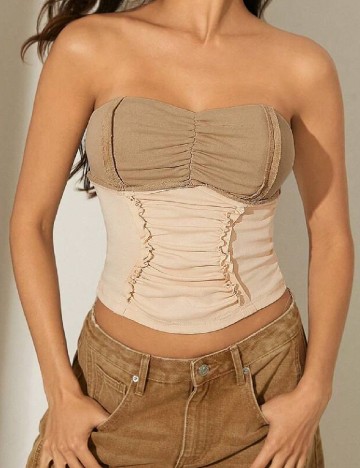 Top SHEIN, maro/crem