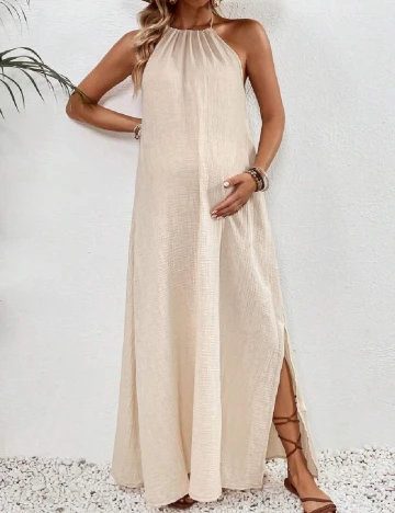 Rochie lunga SHEIN Maternity, crem