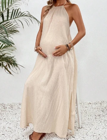Rochie lunga SHEIN Maternity, crem