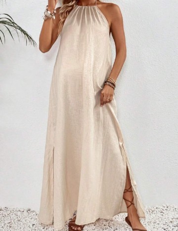 Rochie lunga SHEIN Maternity, crem