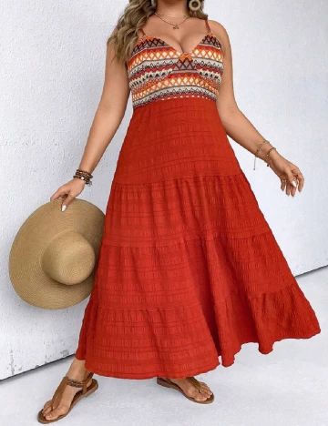 Rochie lunga SHEIN CURVE, caramiziu