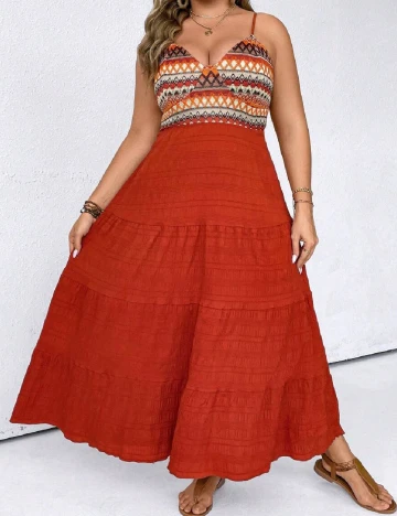 Rochie lunga SHEIN CURVE, caramiziu