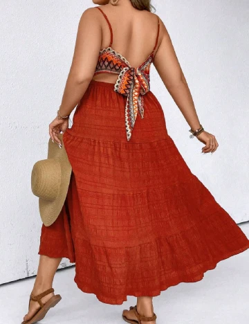 Rochie lunga SHEIN CURVE, caramiziu