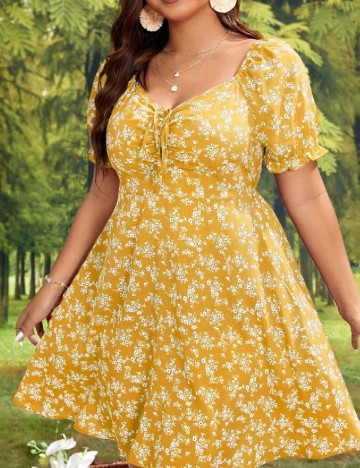 Rochie scurta SHEIN CURVE, galben