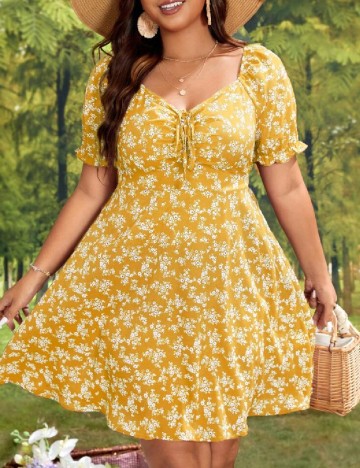 Rochie scurta SHEIN CURVE, galben