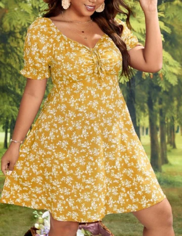 Rochie scurta SHEIN CURVE, galben