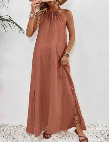 Rochie lunga SHEIN Maternity, maro