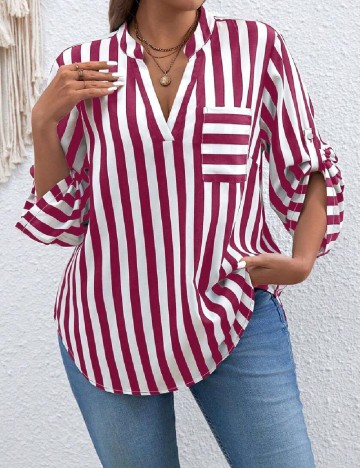 Bluza SHEIN CURVE, alb/roz