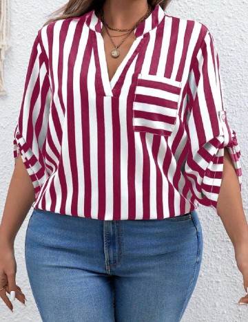 Bluza SHEIN CURVE, alb/roz