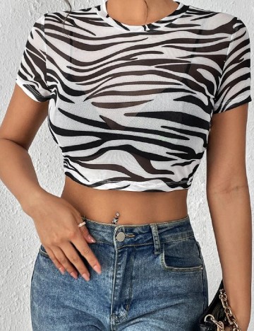 
						Top SHEIN, alb/negru