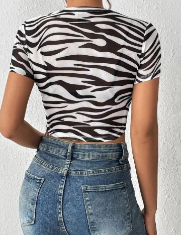 Top SHEIN, alb/negru Alb