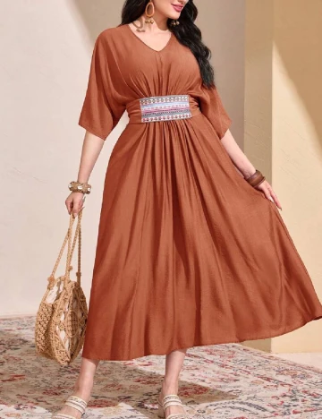 Rochie medie SHEIN, caramiziu