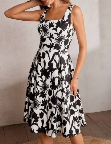 Rochie medie MOTF, alb/negru