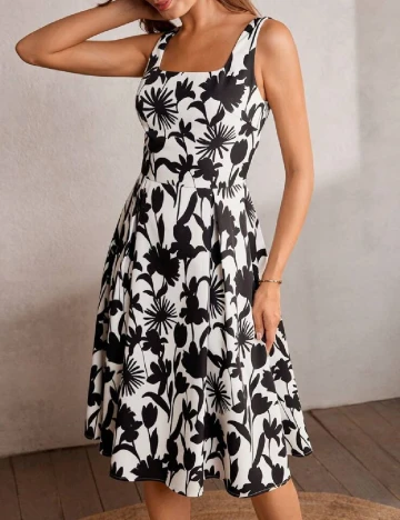 Rochie medie MOTF, alb/negru Alb