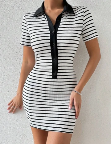 Rochie scurta SHEIN, alb/negru Alb