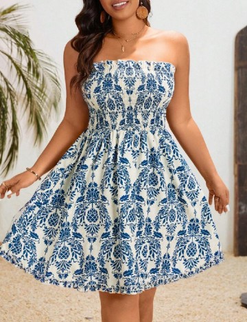 
						Rochie scurta SHEIN CURVE, alb/albastru