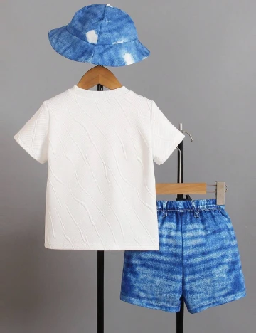 Compleu Shein Kids, alb/albastru Albastru