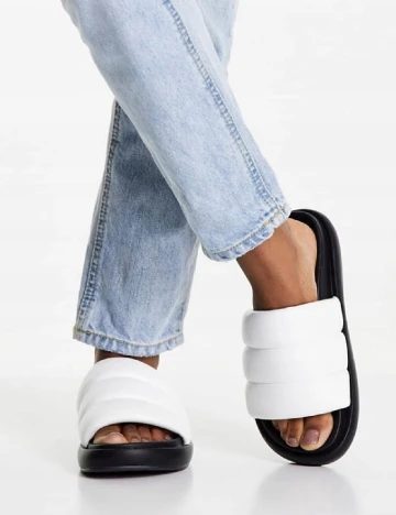 Slapi Top Shop, alb/negru