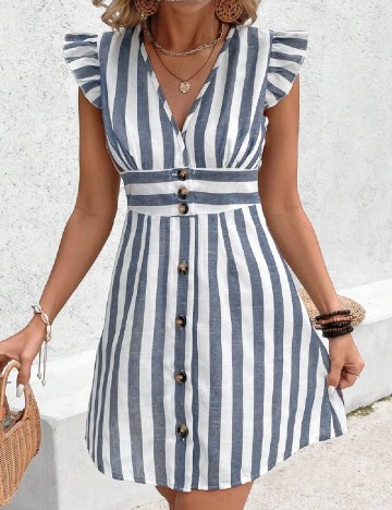 Rochie scurta SHEIN, alb/gri