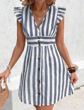 Rochie scurta SHEIN, alb/gri