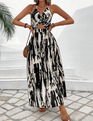 Rochie lunga SHEIN, alb/negru