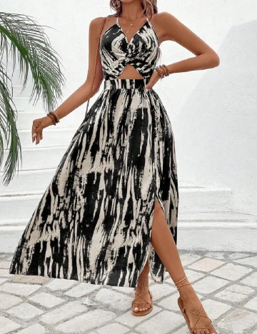 Rochie lunga SHEIN, alb/negru