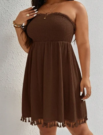 Rochie scurta SHEIN CURVE, maro