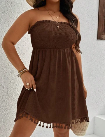 Rochie scurta SHEIN CURVE, maro