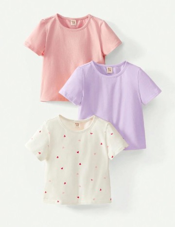 Set Tricouri 3 bucati Shein Kids, mix culori