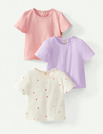 Set Tricouri 3 bucati Shein Kids, mix culori