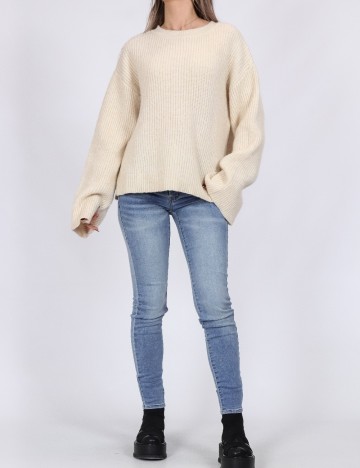 
						Pulover Pieces, crem