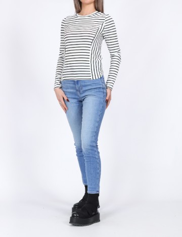 Bluza Pieces, alb/negru