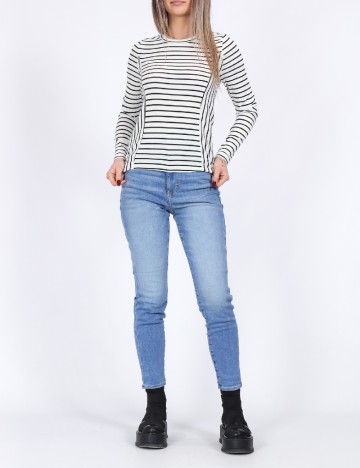 Bluza Pieces, alb/negru