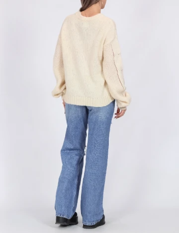 Pulover Pieces, crem
