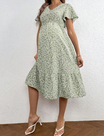 Rochie medie SHEIN Maternity, verde
