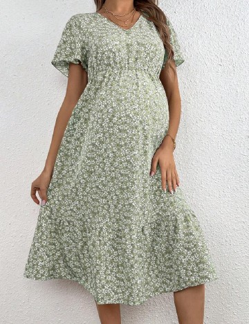 Rochie medie SHEIN Maternity, verde