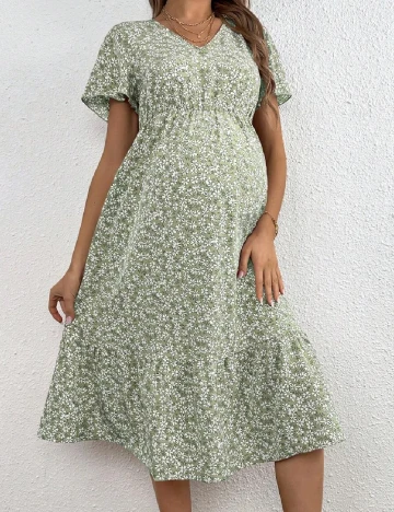 Rochie medie SHEIN Maternity, verde