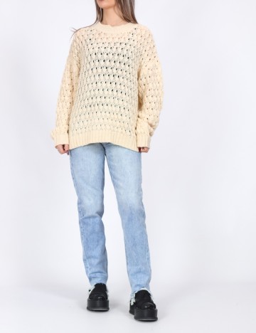 
						Pulover Pieces, crem