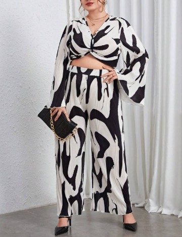 Compleu SHEIN CURVE, negru/crem