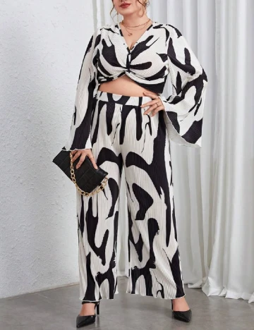 Compleu SHEIN CURVE, negru/crem