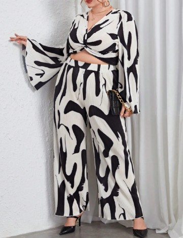 Compleu SHEIN CURVE, negru/crem