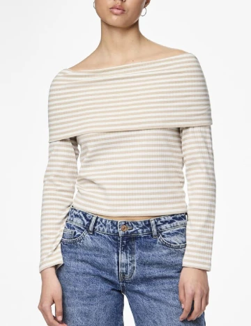 Bluza Pieces, crem/alb