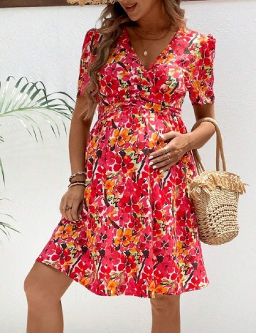 Rochie scurta SHEIN Maternity, floral print