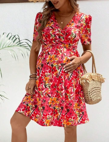 Rochie scurta SHEIN Maternity, floral print