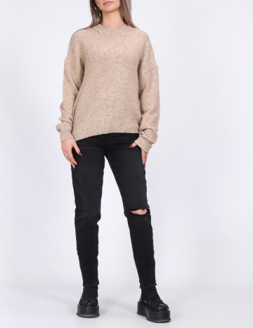 
						Pulover Pieces, crem