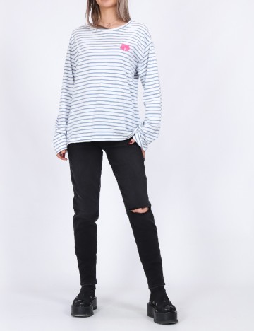 
						Bluza Pieces, alb/albastru